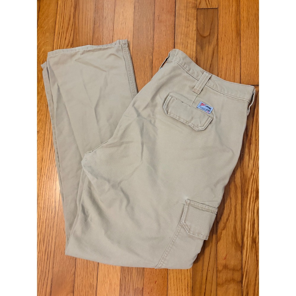 Tyndale FR Flame Resistant Cargo Pants Tan Khaki Work Trousers USA Made 36x33